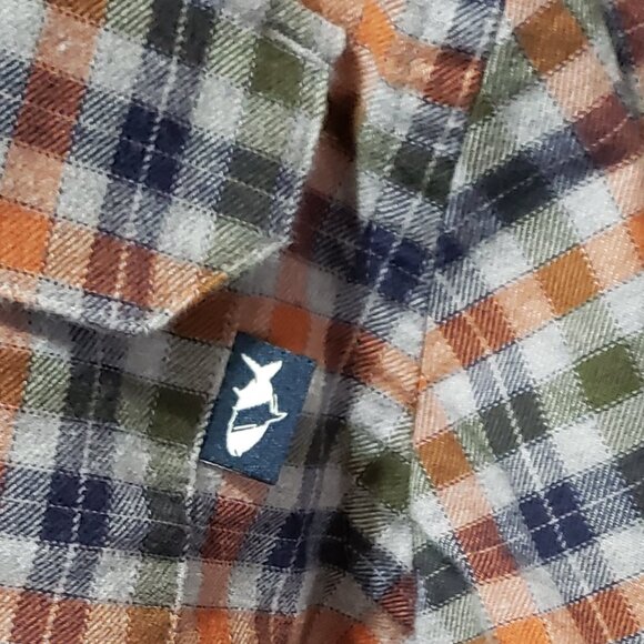 Fish Hippie Men's LS Button Front Flannel - Blue Orange Green Gray - Sz L* - Picture 2 of 5